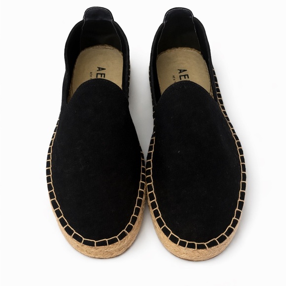 American Eagle Outfitters Shoes - AE77 Premium Espadrilles Women 9 Black Organic Cotton Canvas Slip On NEW No Tags